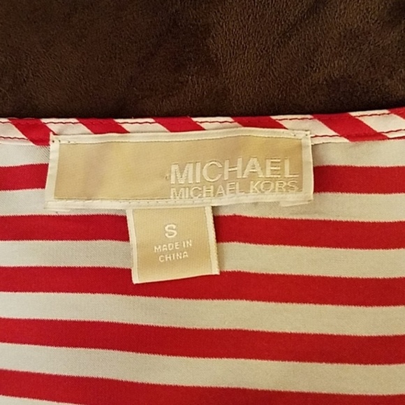 Michael Kors Red/White Stripe Long Tank Top - Picture 6 of 7